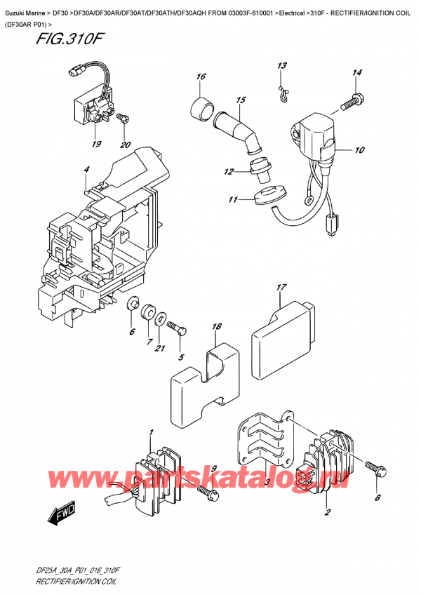 ,   , SUZUKI DF30A ARS / ARL FROM 03003F-610001 P01 2016  2016 ,  /   (Df30Ar P01) / Rectifier/ignition  Coil  (Df30Ar  P01)