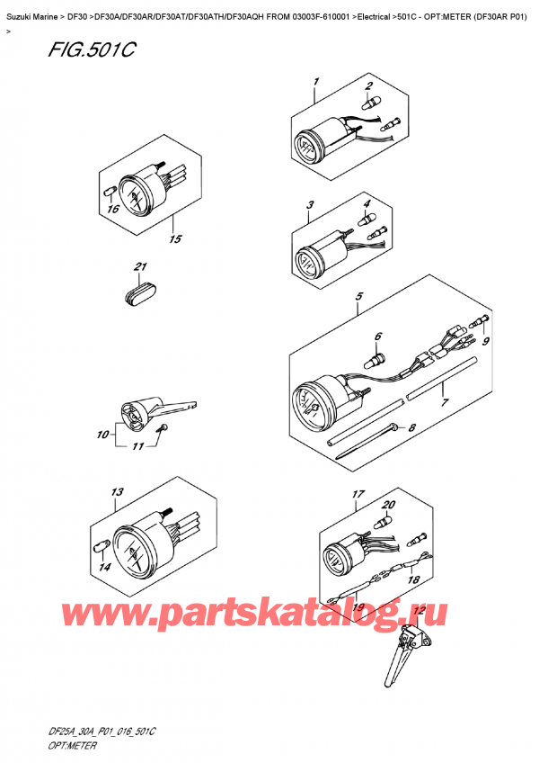  ,   , Suzuki DF30A ARS / ARL FROM 03003F-610001 P01 2016  2016 , Opt:meter  (Df30Ar  P01)