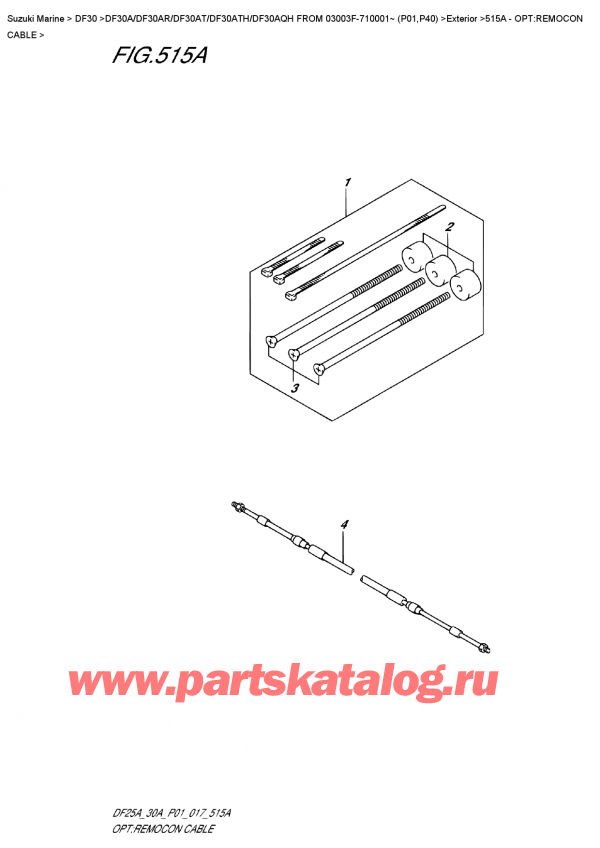   ,   , Suzuki DF30A TS / TL FROM 03003F-710001~ (P01)   2017 , :    / Opt:remocon  Cable