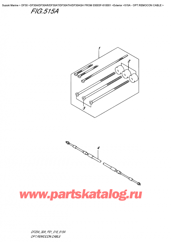  ,   , Suzuki Suzuki DF30A ATS / ATL FROM  03003F-610001, Opt:remocon  Cable / :   