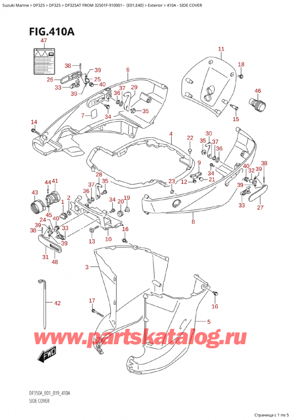  ,   , SUZUKI  DF325AT X/XX FROM 32501F-910001~  (E01),   / Side Cover