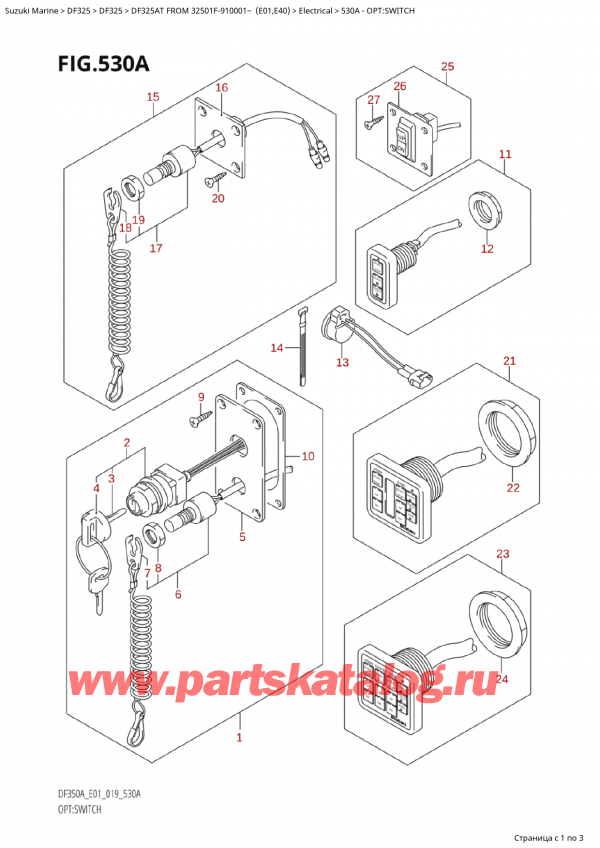   ,   , SUZUKI  DF325AT X/XX FROM 32501F-910001~  (E01)  2019 , Opt:switch