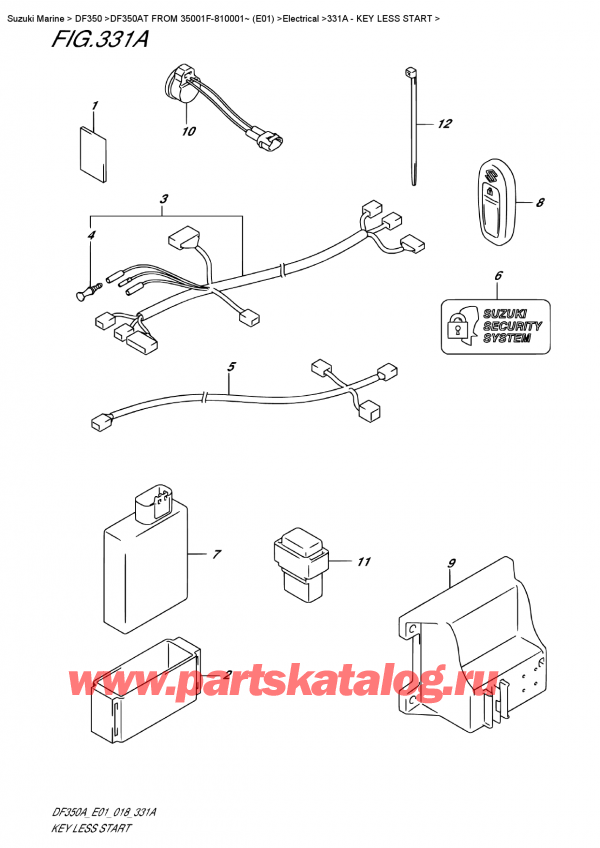  ,    , SUZUKI DF350A TX / TXX FROM 35001F-810001~ (E01), Key  Less Start -  Less Start