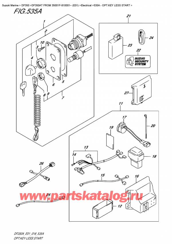  ,  ,  DF350A TX / TXX FROM 35001F-810001~ (E01), Opt:key Less Start