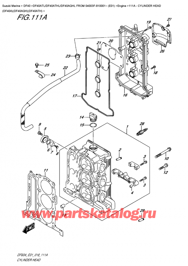   ,   , Suzuki DF40A TS/TL FROM 04003F-810001~ (E01), Cylinder  Head  (Df40A)(Df40Aqh)(Df40Ath)