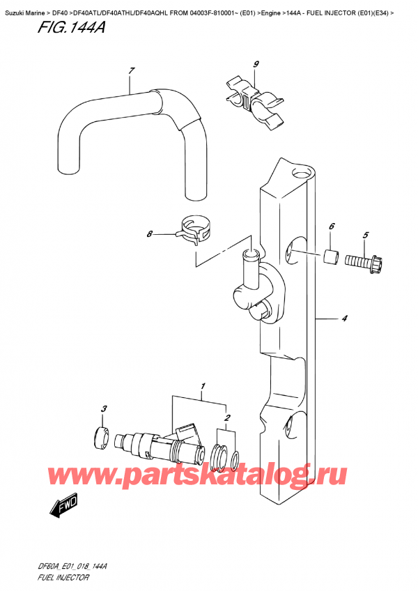  ,   , Suzuki DF40A TS/TL FROM 04003F-810001~ (E01), Fuel  Injector  (E01)(E34) -   (E01) (E34)