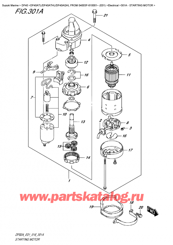  ,   , Suzuki DF40A TS / TL FROM 04003F-610001~ (E01)  2016 ,   - Starting  Motor