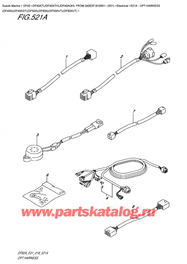  ,    , Suzuki DF40A TS/TL FROM 04003F-810001~ (E01), Opt:harness  (Df40A)(Df40Ast)(Df50A)(Df60A)(Df50Avt)(Df60Avt) / :   (Df40A) (Df40Ast) (Df50A) (Df60A) (Df50Avt) (Df60Avt)