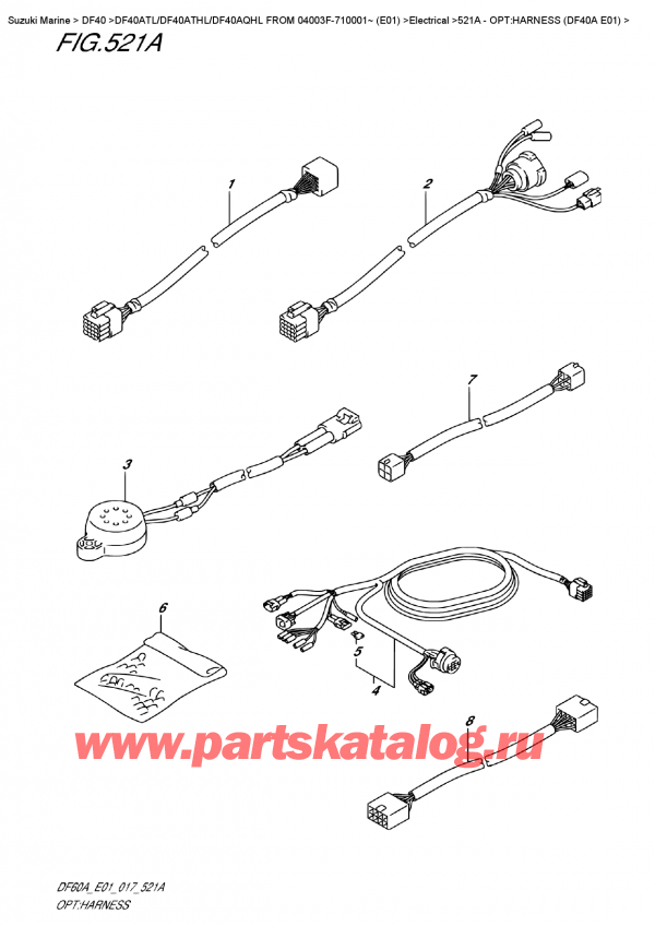  ,   , Suzuki DF40A TS / TL FROM 04003F-710001~ (E01)    2017 , Opt:harness  (Df40A  E01)