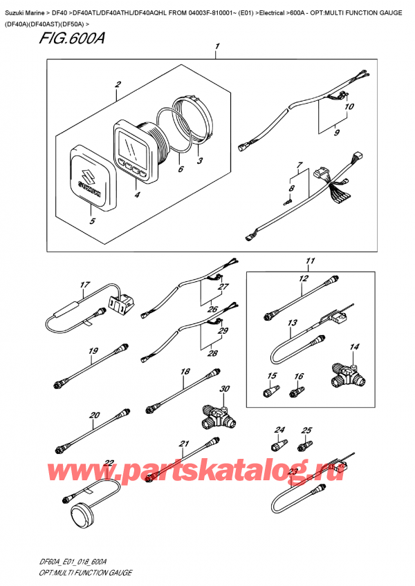  ,   ,  DF40A TS/TL FROM 04003F-810001~ (E01)  2018 , : multi Function Gauge (Df40A) (Df40Ast) (Df50A)