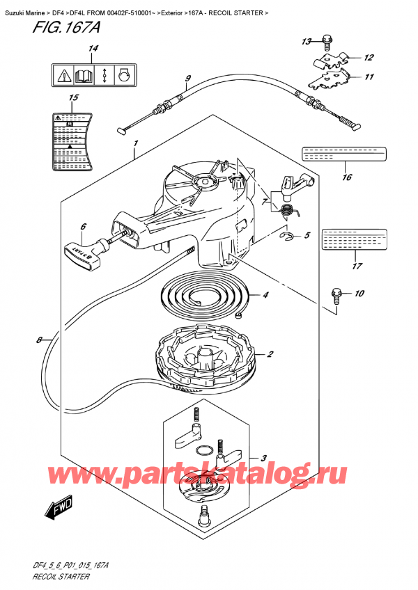   ,   , Suzuki DF4 S-L FROM 00402F-510001~ (P01)  2015 , Recoil  Starter