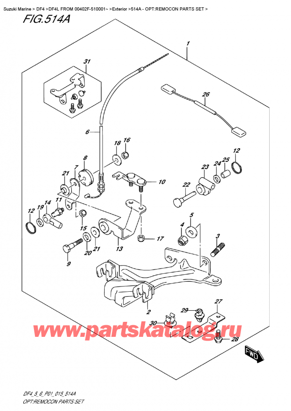 , , Suzuki DF4 S-L FROM 00402F-510001~ (P01)  2015 , Opt:remocon  Parts Set