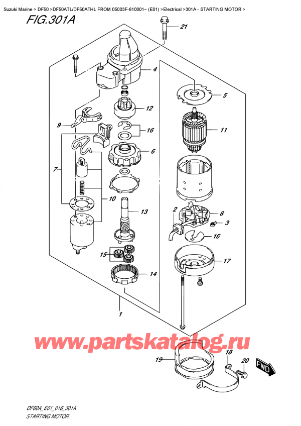 ,  , Suzuki DF50A TS/TL FROM 05003F-610001~ (E01), Starting  Motor