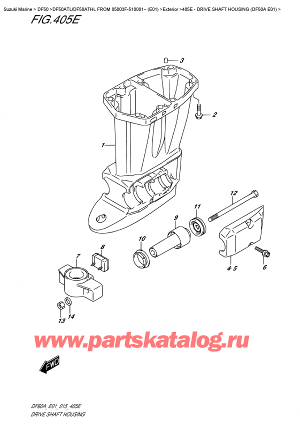  ,   , Suzuki DF50A TS/TL FROM 05003F-510001~ (E01)  2015 , Drive Shaft  Housing  (Df50A  E01)