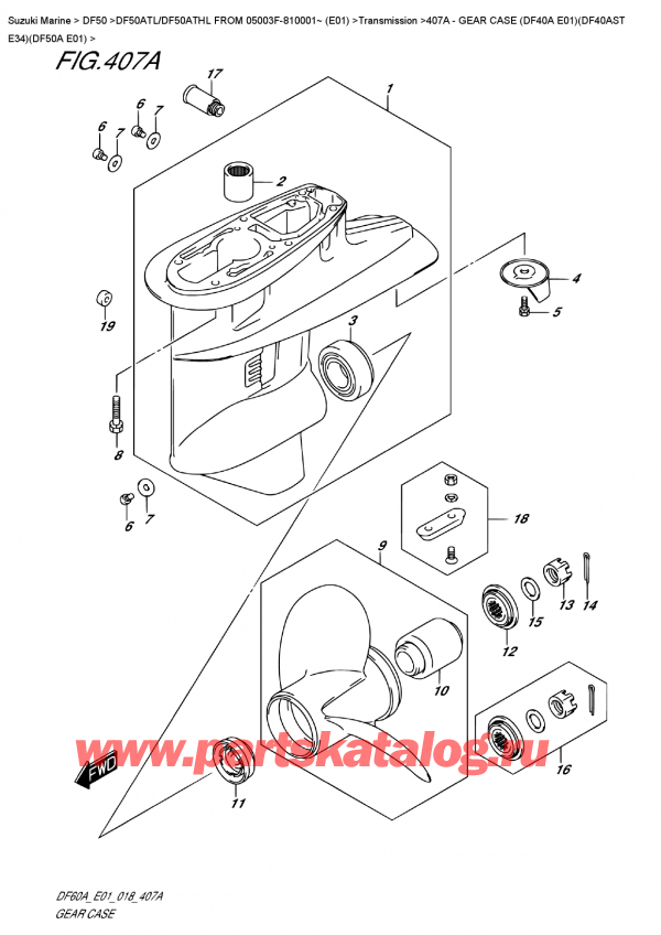  ,    , Suzuki DF50A TS/TL FROM 05003F-810001~ (E01), Gear  Case  (Df40A  E01)(Df40Ast  E34)(Df50A  E01)
