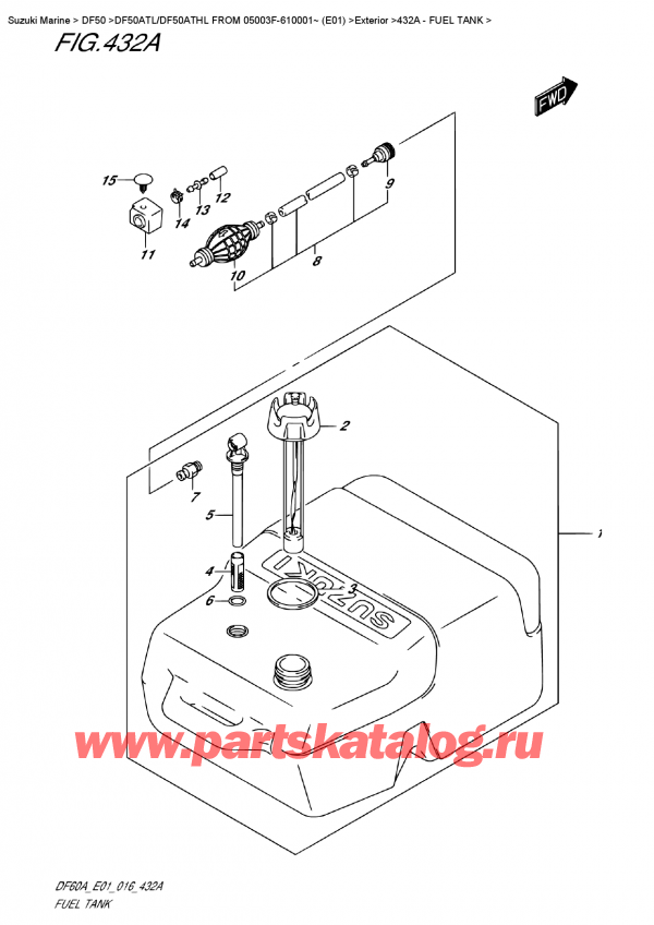   ,   , Suzuki DF50A TS/TL FROM 05003F-610001~ (E01)  2016 , Fuel  Tank /  