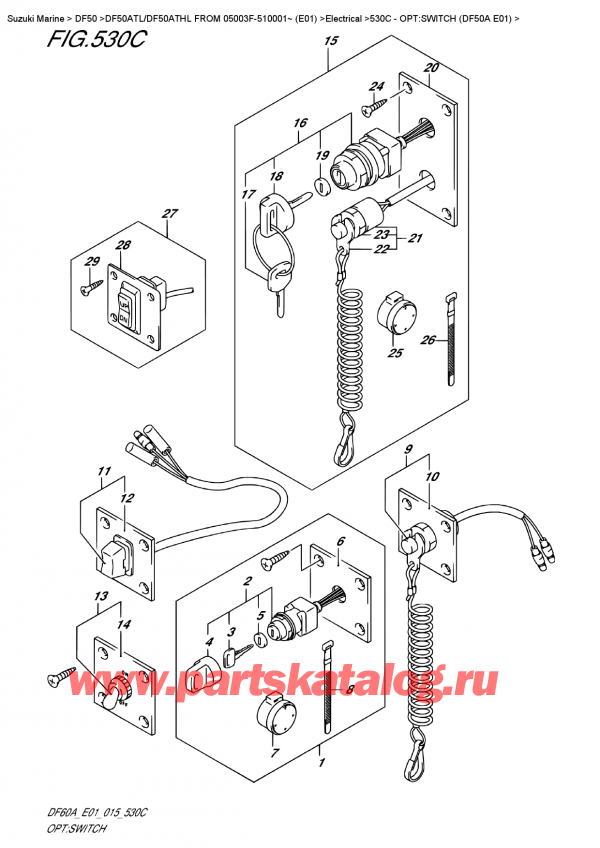 ,    , SUZUKI DF50A TS/TL FROM 05003F-510001~ (E01), Opt:switch  (Df50A  E01) / :  (Df50A E01)