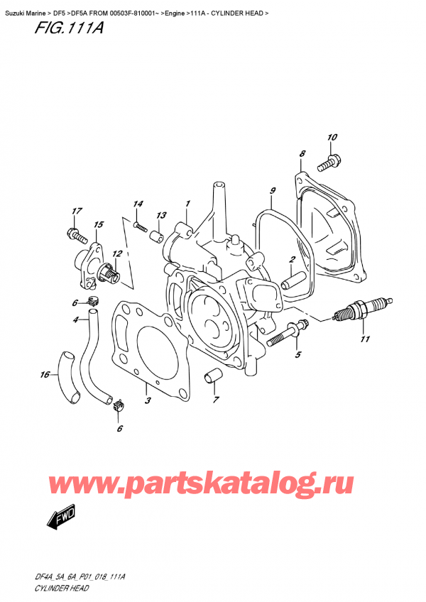  ,   , SUZUKI DF5A S/L FROM 00503F-810001~ , Cylinder  Head -   