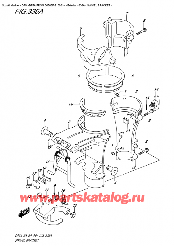  ,   , Suzuki DF5A S/L FROM 00503F-810001~   2018 , Swivel  Bracket