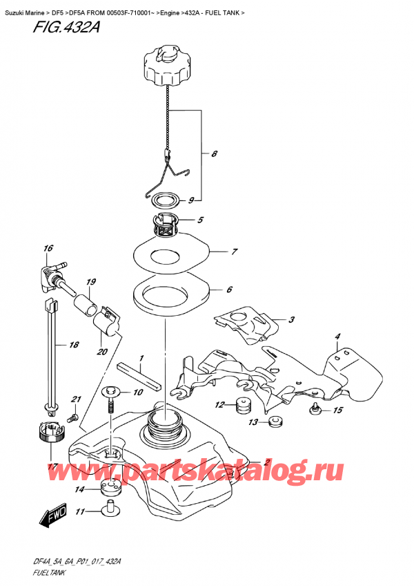  ,   , Suzuki DF5A S/L FROM 00503F-710001~   2017 ,   - Fuel  Tank