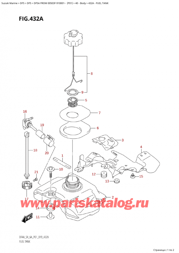  ,   , Suzuki  DF5A S/L FROM 00503F-910001~ (P01)   2019 , Fuel Tank