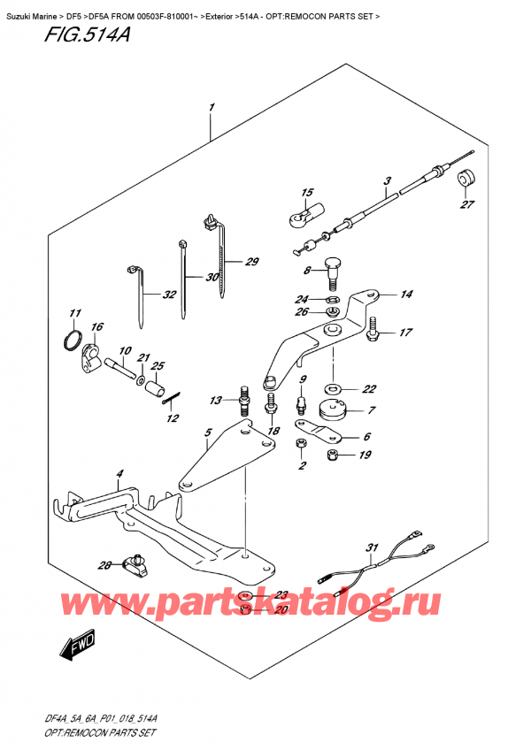 ,  , Suzuki DF5A S/L FROM 00503F-810001~   2018 , Opt:remocon  Parts Set