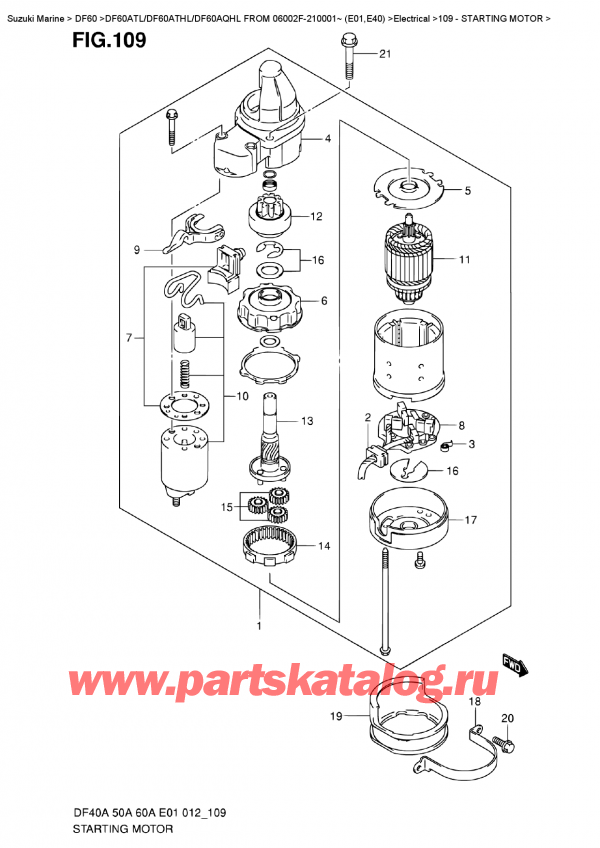   ,   , Suzuki DF60A TS / TL FROM 06002F-210001~ (E01), Starting  Motor -  