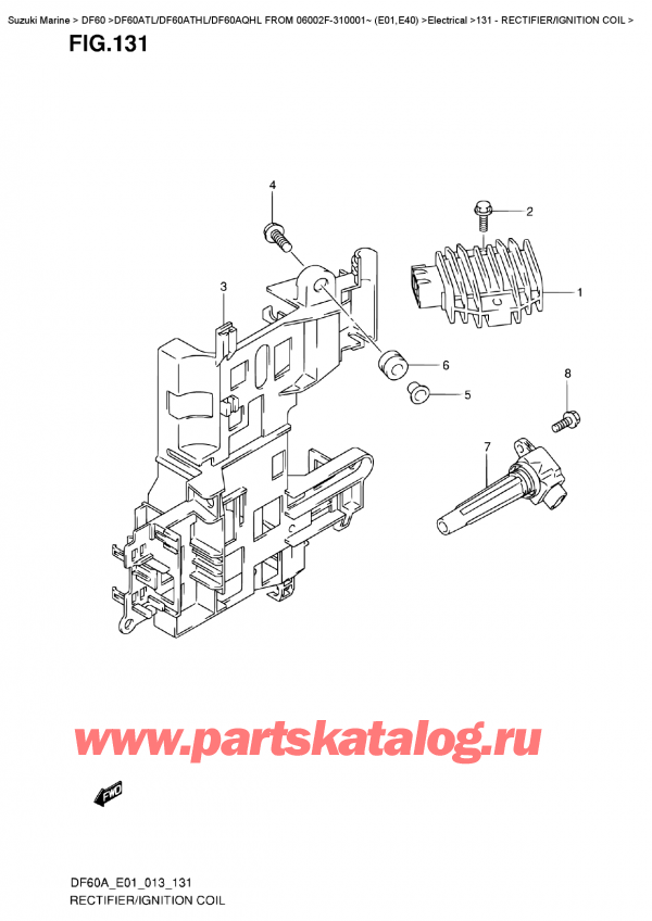  ,   , Suzuki DF60A TL/TS FROM 06002F-310001~ (E01)  2013 , Rectifier/ignition  Coil