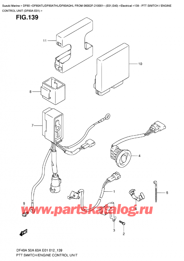  ,   , Suzuki DF60A TS / TL FROM 06002F-210001~ (E01)  2012 ,   /    (Df60A E01) / Ptt  Switch  /  Engine  Control  Unit  (Df60A  E01)