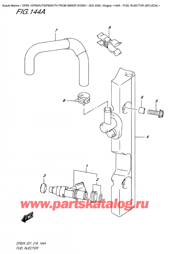 ,    , Suzuki DF60AV TL / TX FROM 06003F-810001~ (E01),   (E01) (E34) / Fuel  Injector  (E01)(E34)