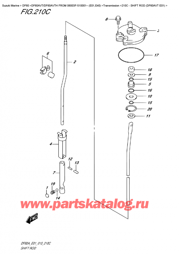  ,  , Suzuki DF60A VTL / VTX FROM 06003F-510001~   (E01), Shift  Rod  (Df60Avt  E01) -   (Df60Avt E01)