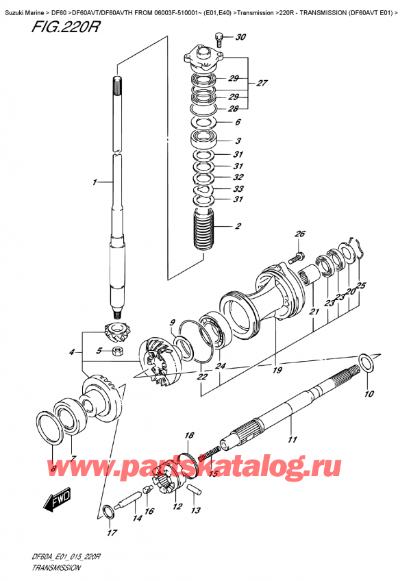  ,   , Suzuki DF60A VTL / VTX FROM 06003F-510001~   (E01), Transmission  (Df60Avt  E01)