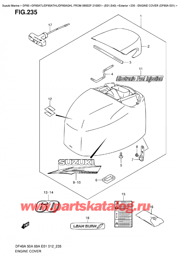  ,    , SUZUKI DF60A TS / TL FROM 06002F-210001~ (E01), Engine  Cover  (Df60A  E01) /   () (Df60A E01)