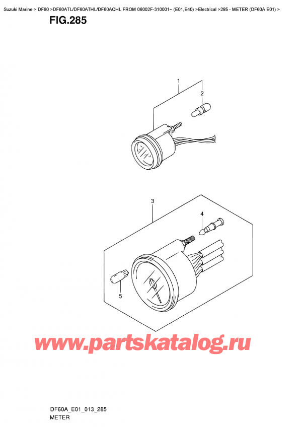   ,    , SUZUKI DF60A TL/TS FROM 06002F-310001~ (E01), Meter  (Df60A  E01)