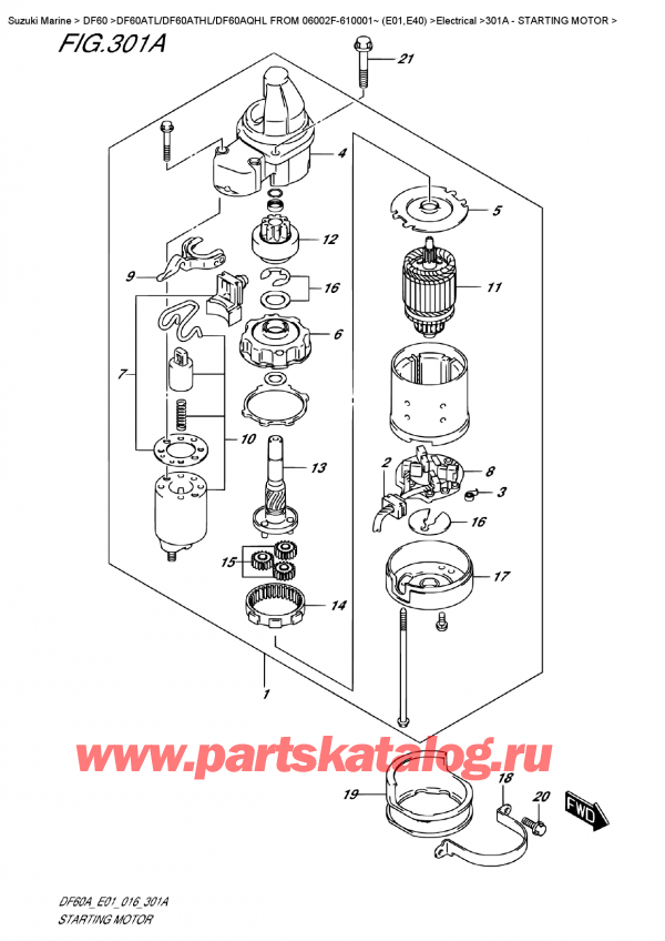  ,    , Suzuki DF60A TS / TL FROM 06002F-610001~ (E01)   2016 ,   / Starting  Motor