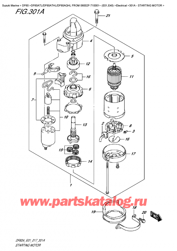  ,   , Suzuki DF60A TS/TL FROM 06002F-710001~ (E01)   2017 ,   / Starting  Motor