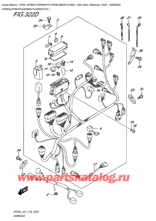  ,   , Suzuki DF60AV TL / TX FROM 06003F-810001~ (E01)  2018 , Harness  (Df60A)(Df60Ath)(Df60Avt)(Df60Avth)