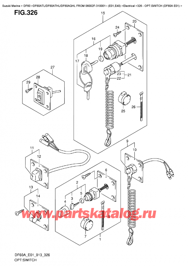  ,   , Suzuki DF60A TL/TS FROM 06002F-310001~ (E01), Opt:switch  (Df60A  E01) / :  (Df60A E01)