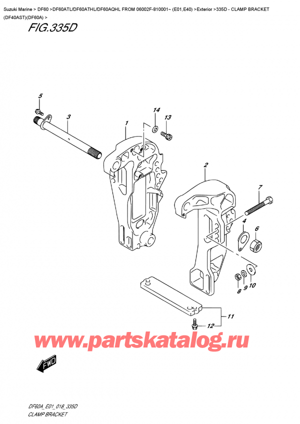  ,   , Suzuki DF60A TS / TL FROM 06002F-810001~ (E01)   2018 , Clamp  Bracket  (Df40Ast)(Df60A)