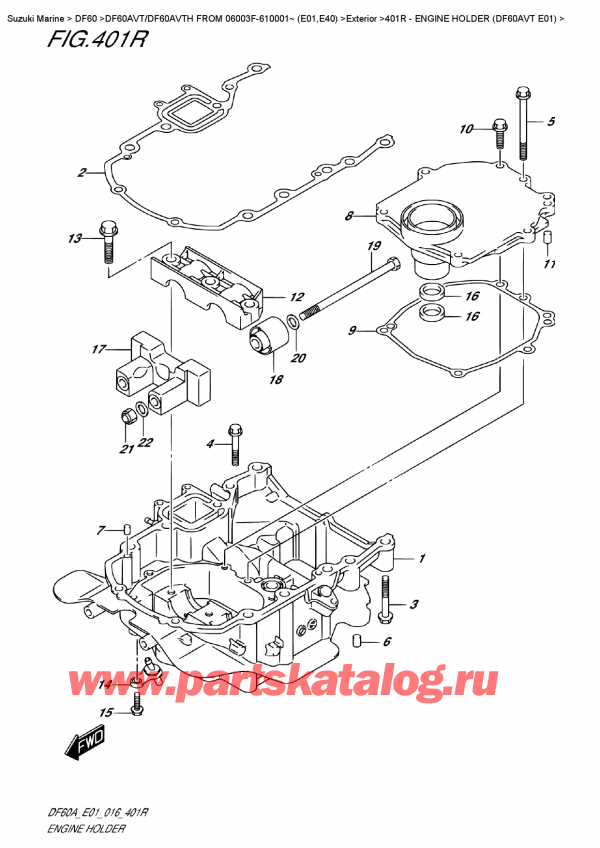 ,   , Suzuki DF60AV TL / TX FROM 06003F-610001~    (E01)  , Engine  Holder  (Df60Avt  E01)