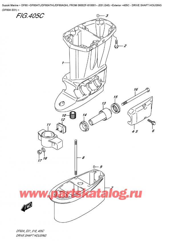  , , Suzuki DF60A TS / TL FROM 06002F-810001~ (E01)   2018 , Drive Shaft  Housing  (Df60A  E01)