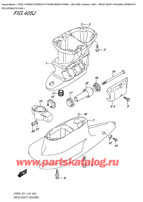   ,    , Suzuki DF60AV TL / TX FROM 06003F-810001~ (E01), Drive Shaft  Housing  (Df60Avth  E01)(Df60Avth  E40)