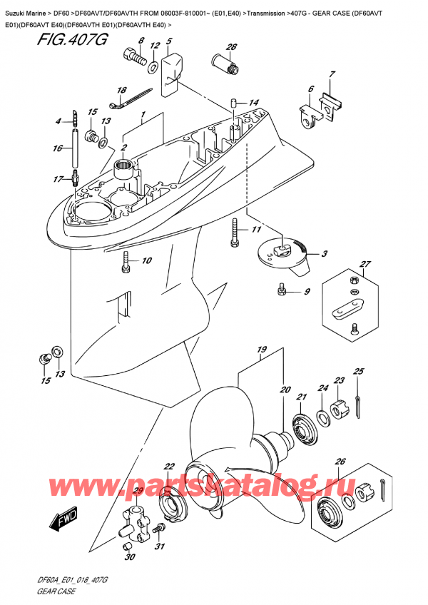   ,  , Suzuki DF60AV TL / TX FROM 06003F-810001~ (E01)  2018 , Gear  Case  (Df60Avt  E01)(Df60Avt  E40)(Df60Avth  E01)(Df60Avth  E40)