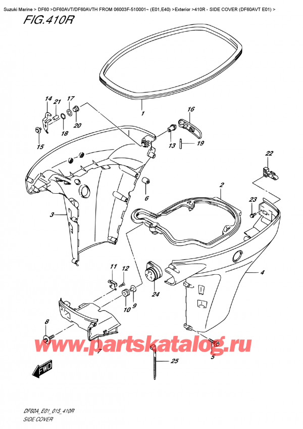   ,  , Suzuki DF60A VTL / VTX FROM 06003F-510001~   (E01), Side Cover  (Df60Avt  E01)