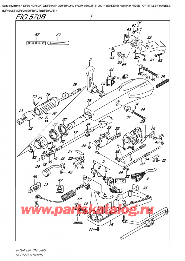 ,   , Suzuki DF60A TS / TL FROM 06002F-810001~ (E01) , Opt:tiller  Handle  (Df40Ast)(Df60A)(Df50Avt)(Df60Avt)