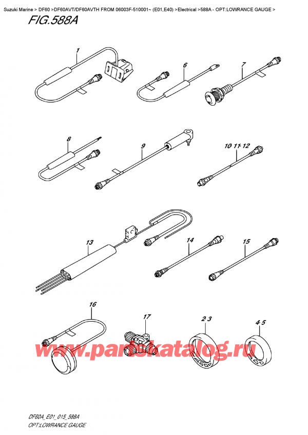  ,   , SUZUKI DF60A VTL / VTX FROM 06003F-510001~   (E01)  2015 , Opt:lowrance  Gauge - :  Lowrance
