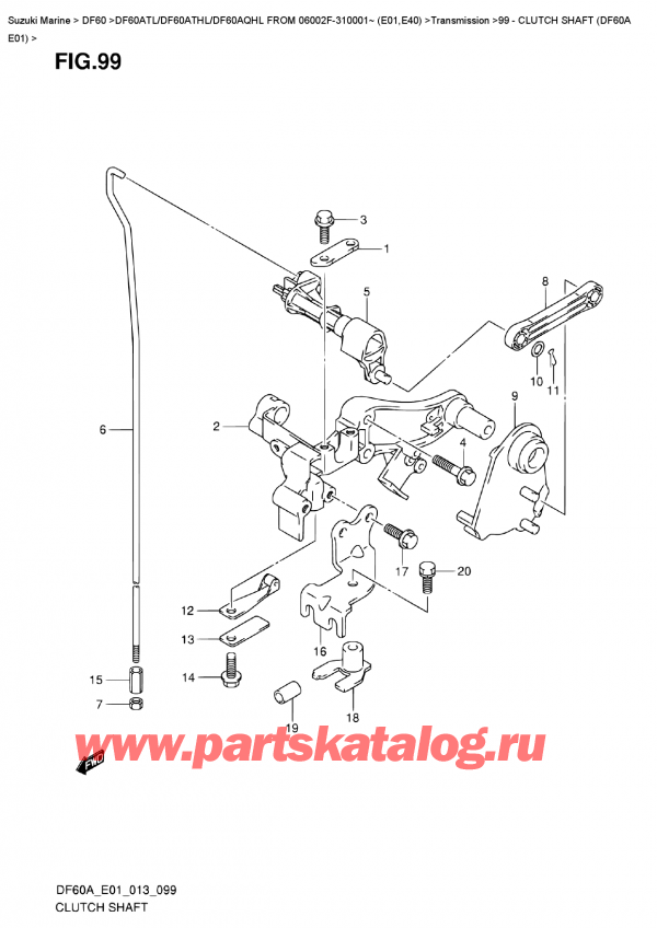 ,   , Suzuki DF60A TL/TS FROM 06002F-310001~ (E01), Clutch  Shaft  (Df60A  E01) /   (Df60A E01)