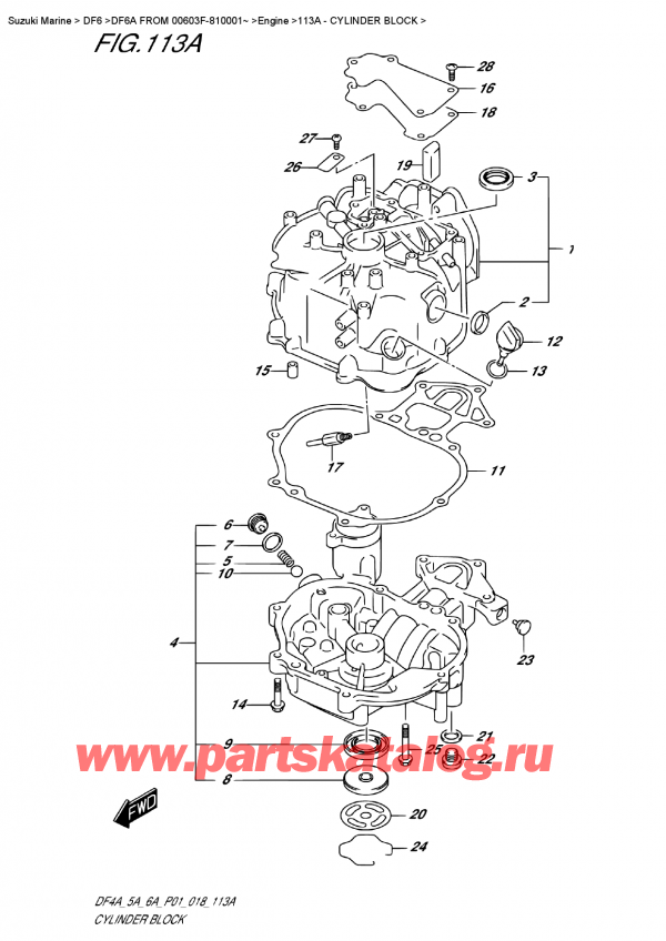   ,   , Suzuki DF6A S / L FROM 00603F-810001~ ,   - Cylinder  Block