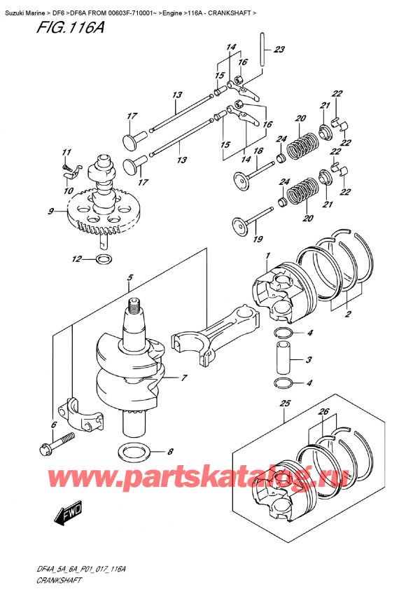   , , Suzuki DF6A S/L FROMV00603F-710001~   2017 , Crankshaft