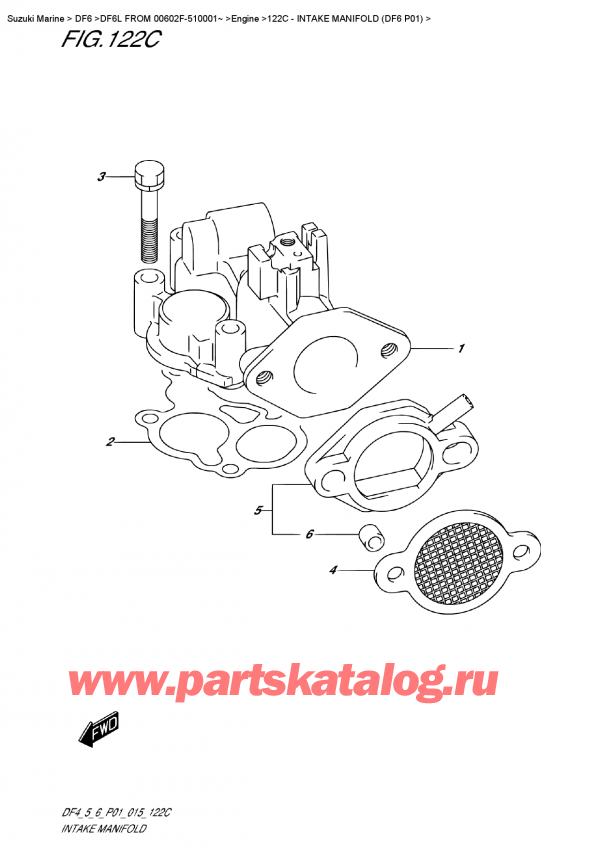   ,   , Suzuki DF6 S-L FROM 00602F-510001~ (P01)  2015 ,   (Df6 P01) / Intake  Manifold  (Df6 P01)